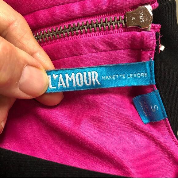 L❤️Amour Nanette Lepore Women’s Black Dress Sleeveless Hot Pink Accent - Picture 7 of 9